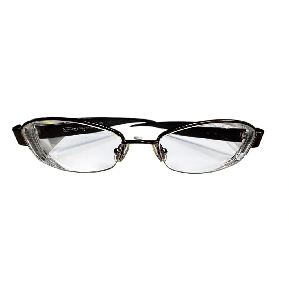 Coach Black and Gold Eyeglasses with white rectangular Logo C Case